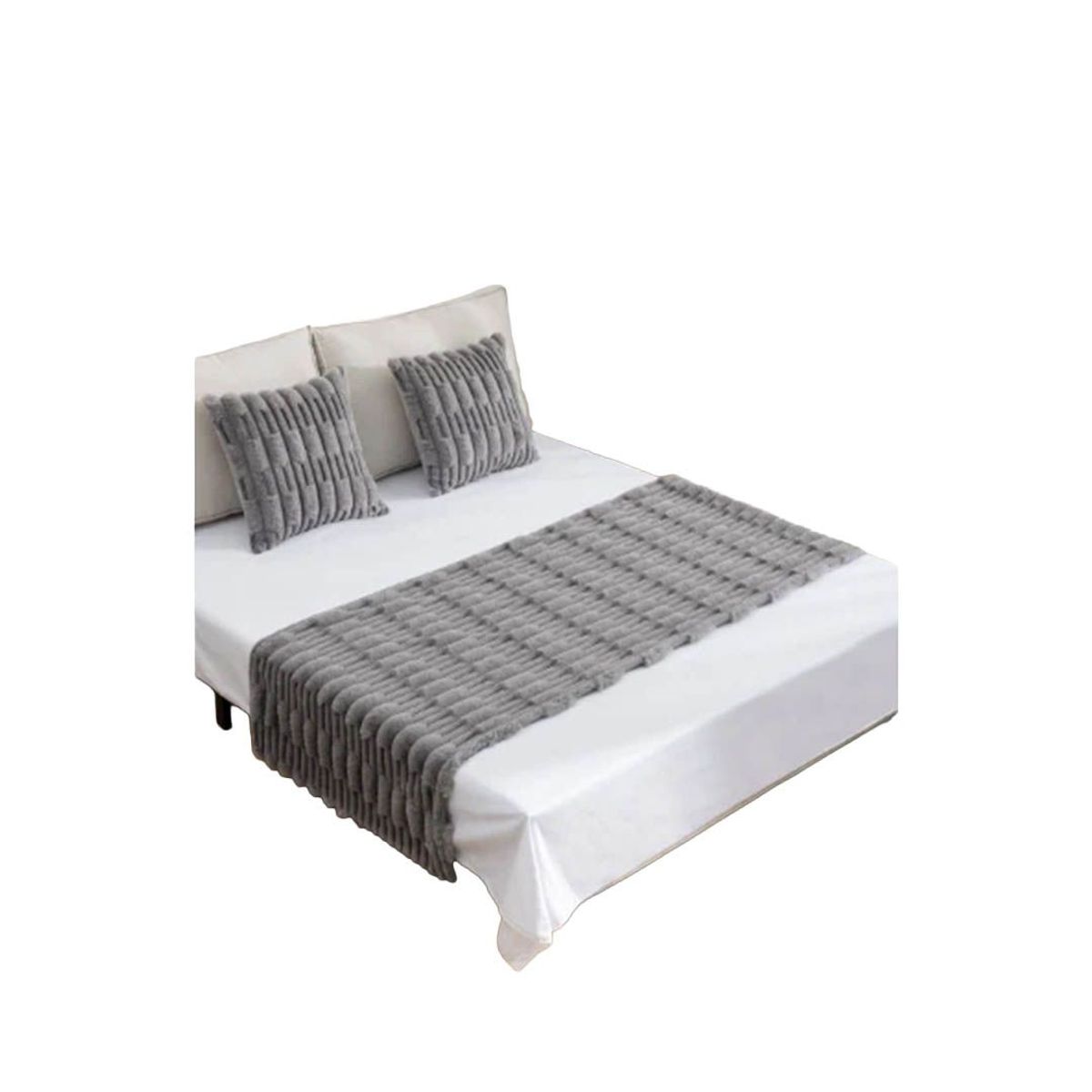GENERICO - Set Piecera Premium + 2 Fundas Cojin Tipo Piel Suave Color Beige