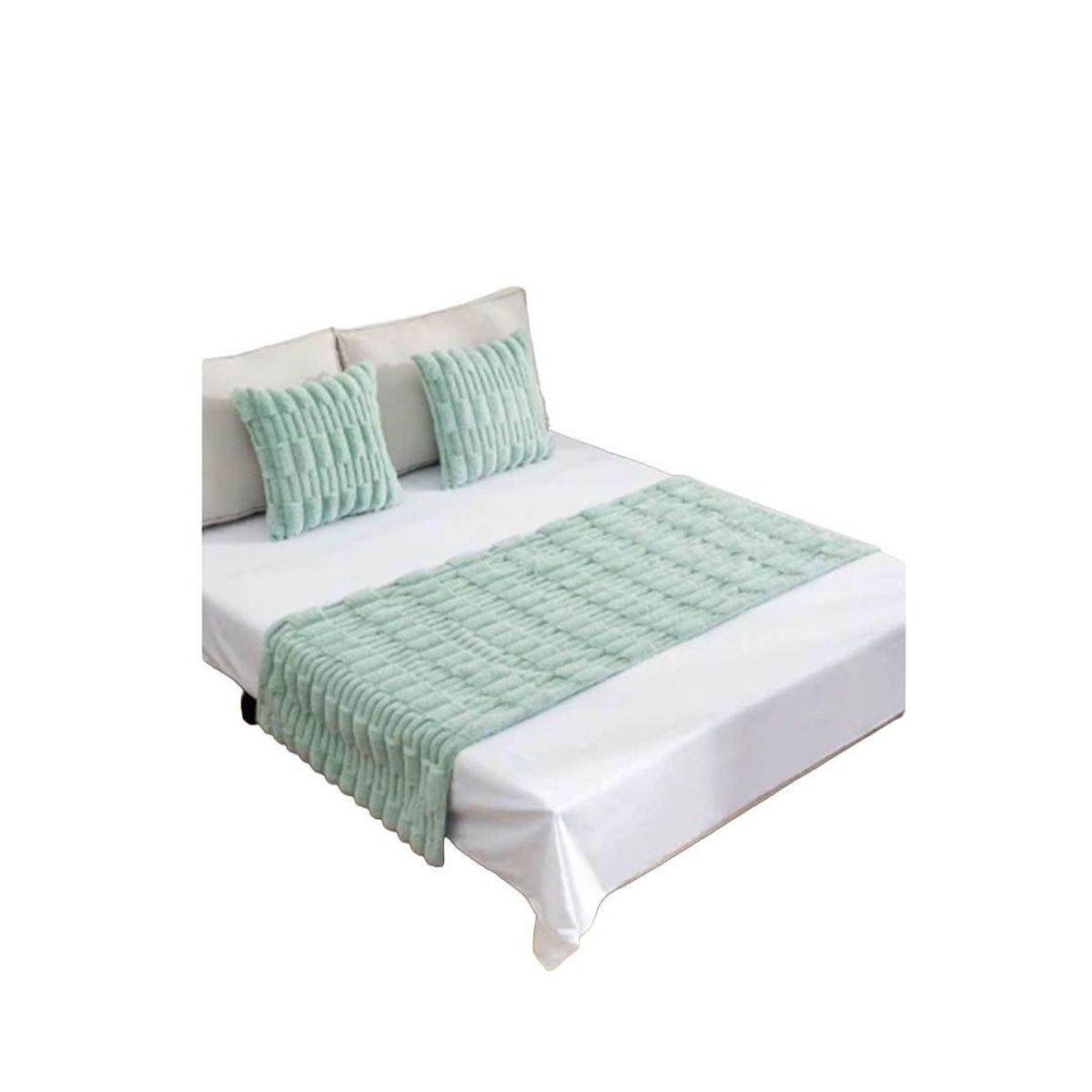 GENERICO - Set Piecera Premium + 2 Fundas Cojin Tipo Piel Suave Color Beige
