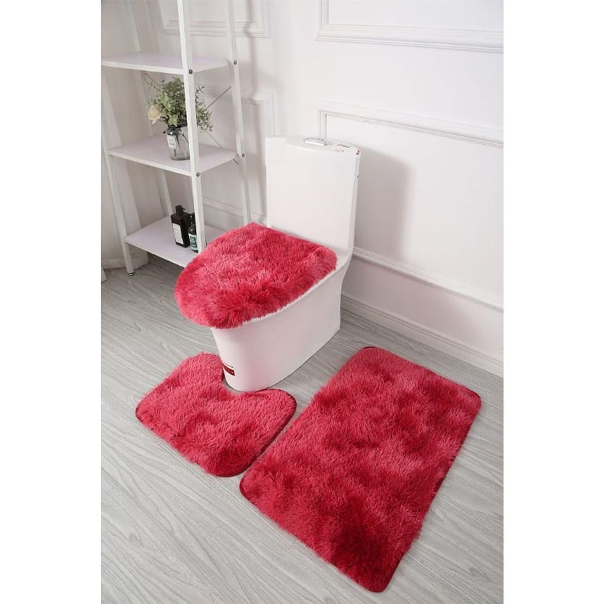 GENERICO - Set de Baño Peludo 3 Piezas Color A Elección