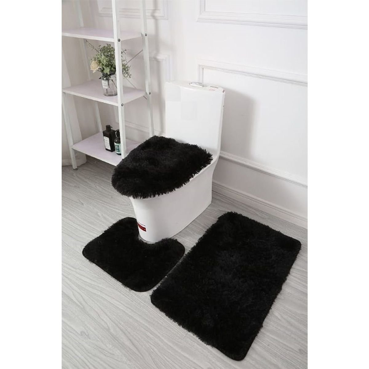 GENERICO - Set de Baño Peludo 3 Piezas Color A Elección