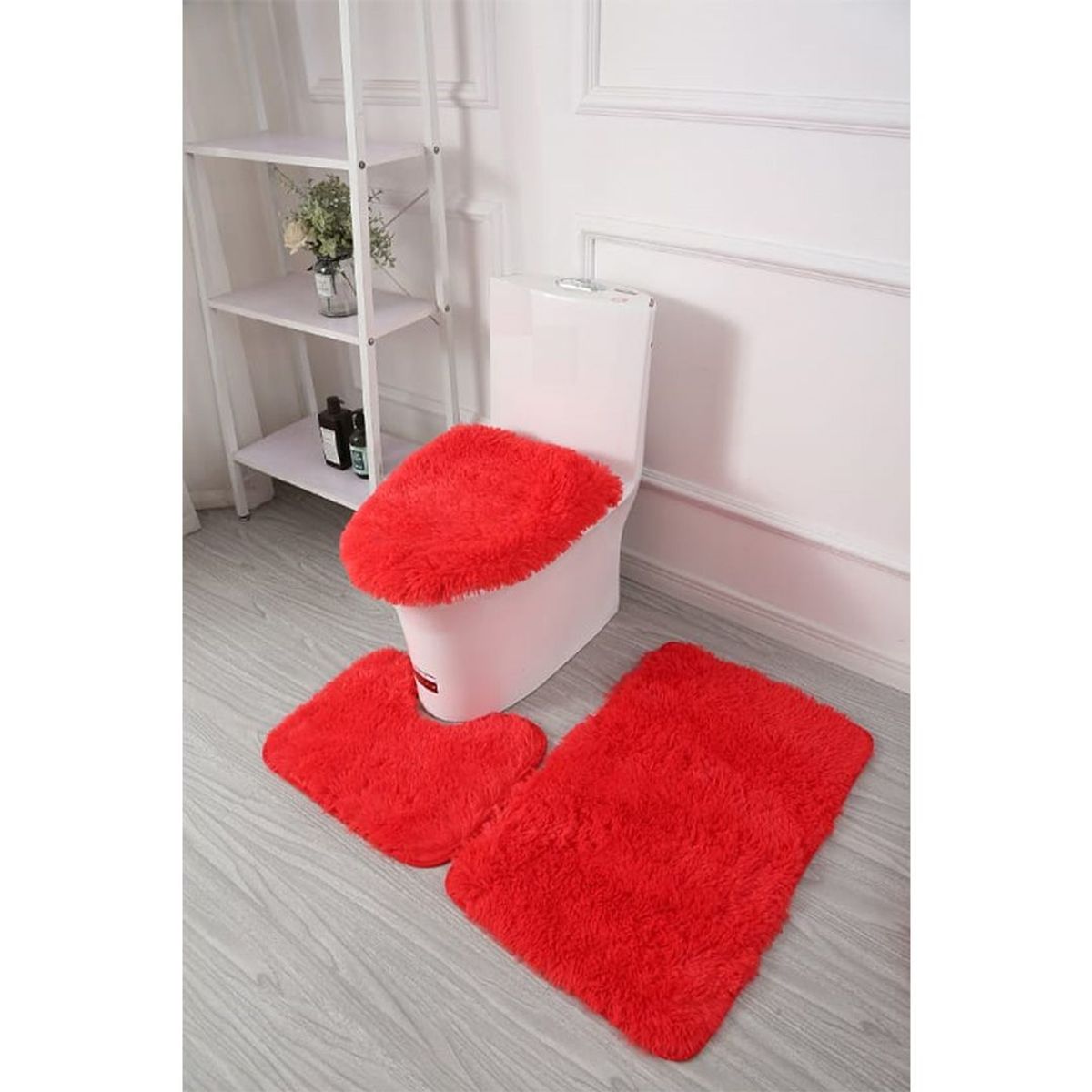 GENERICO - Set de Baño Peludo 3 Piezas Color A Elección