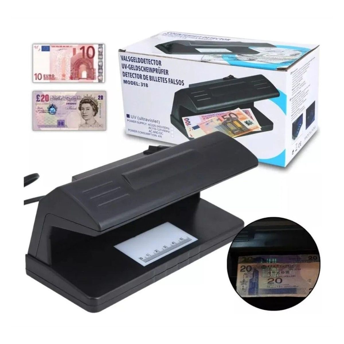 GENERICO - Detector Billetes Falsos Luz Ultravioleta Linterna Luz Led