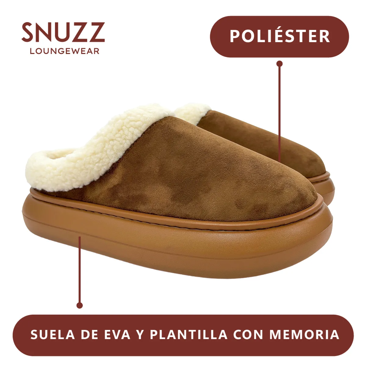 SNUZZ - Pantuflas Mujer Cozy Antideslizantes Invierno Comodidad Kiosclub