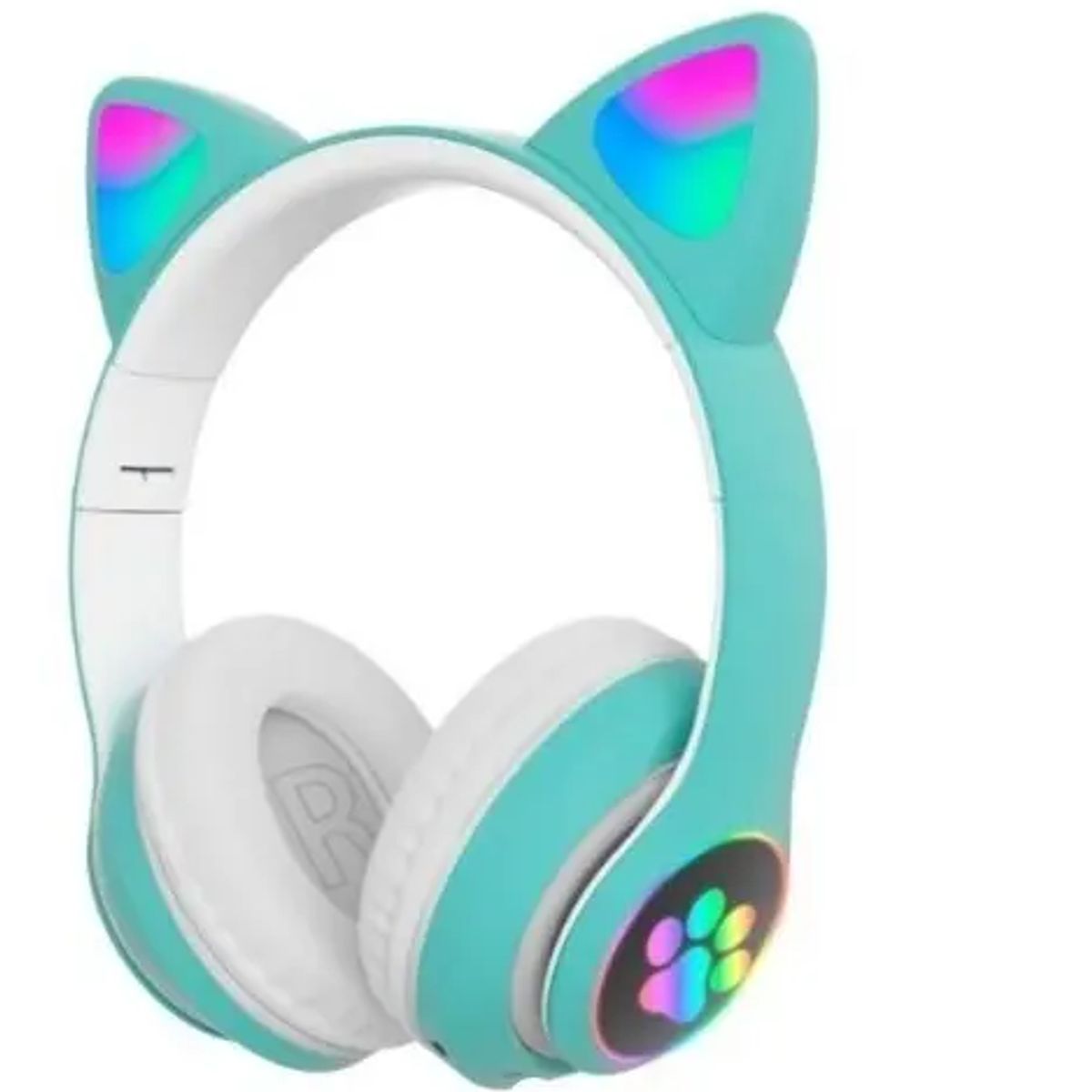 GENERICO - Audífonos Orejas de Gato Luces Led, Bluetooth y Micrófono Color Azul Menta