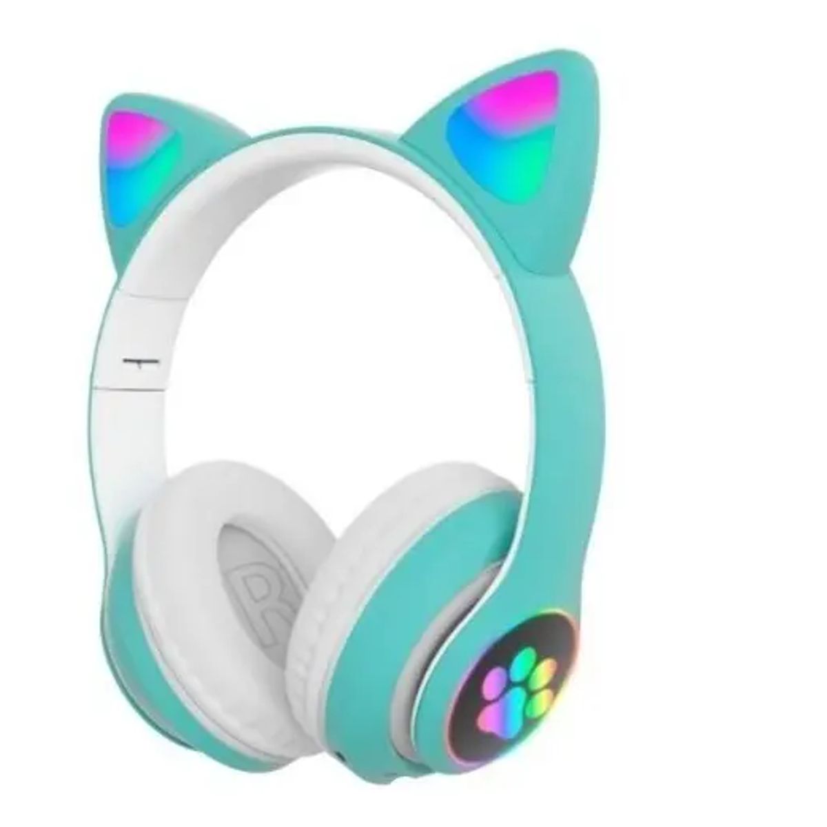 GENERICO - Audífonos Orejas de Gato Luces Led, Bluetooth y Micrófono Color Azul Menta