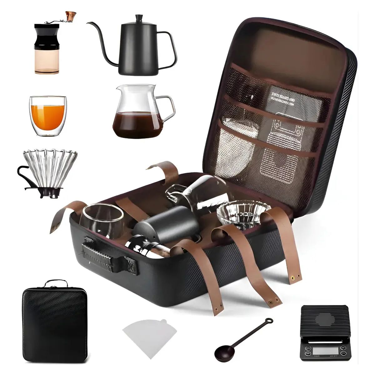 GENERICO - Set De Cafetera Manual 9 Piezas Portatil Para Camping Viajes