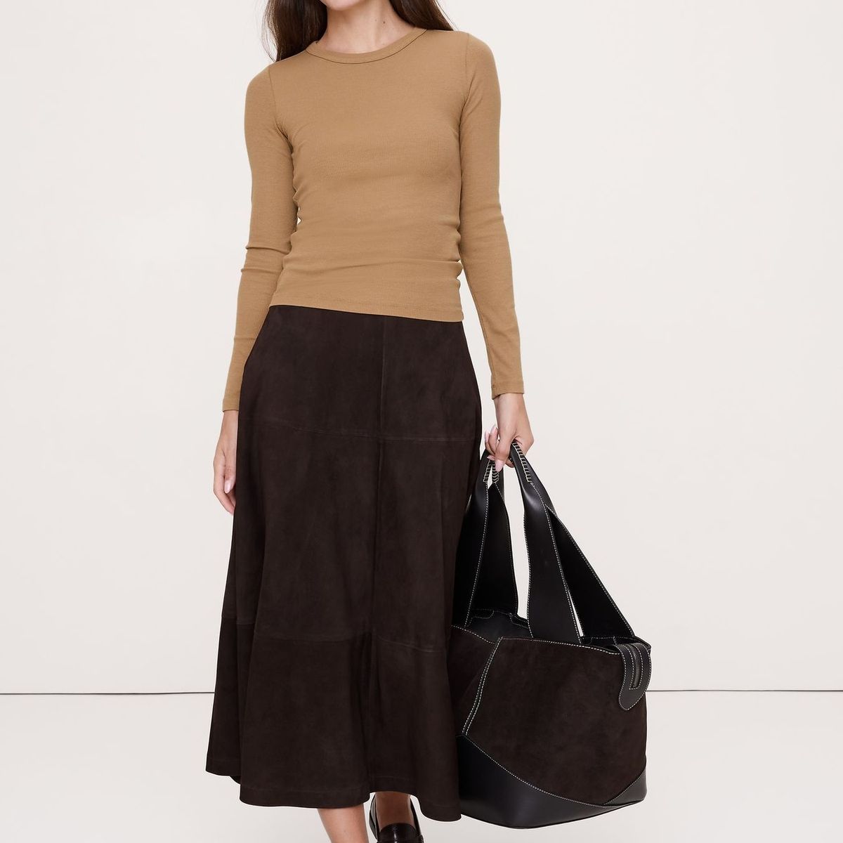 BANANA REPUBLIC - Polera Mujer Banana Republic Ribbed Crew Verde