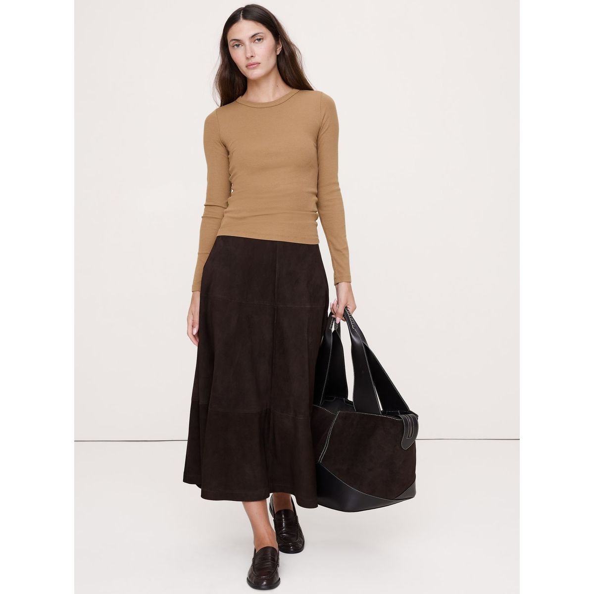BANANA REPUBLIC - Polera Mujer Banana Republic Ribbed Crew Verde