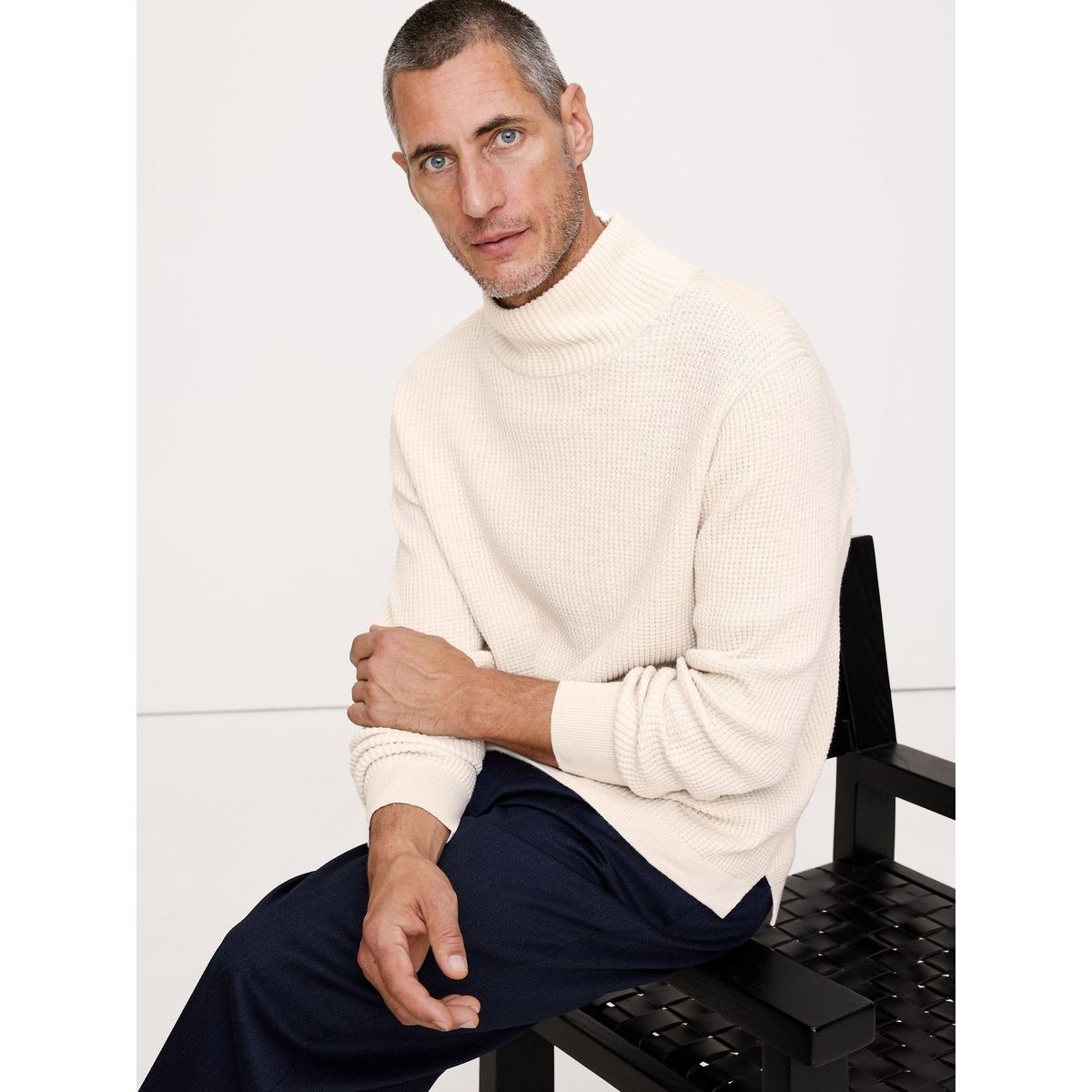 BANANA REPUBLIC - Sweater Hombre Algodón Thermal Turtleneck Beige