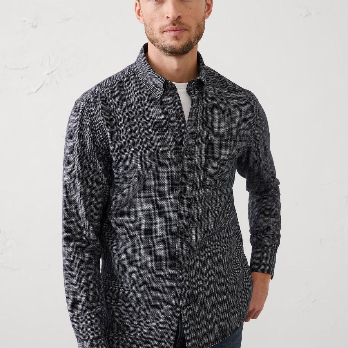 BANANA REPUBLIC - Camisa Hombre Banana Republic Textured Manga Larga Azul