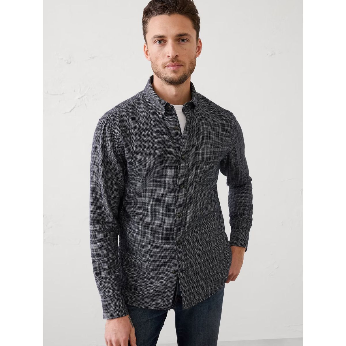 BANANA REPUBLIC - Camisa Hombre Banana Republic Textured Manga Larga Azul