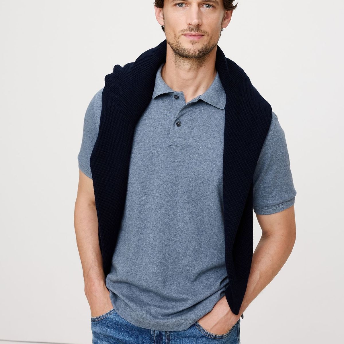 BANANA REPUBLIC - Polera Hombre Banana Republic Luxury Touch Azul