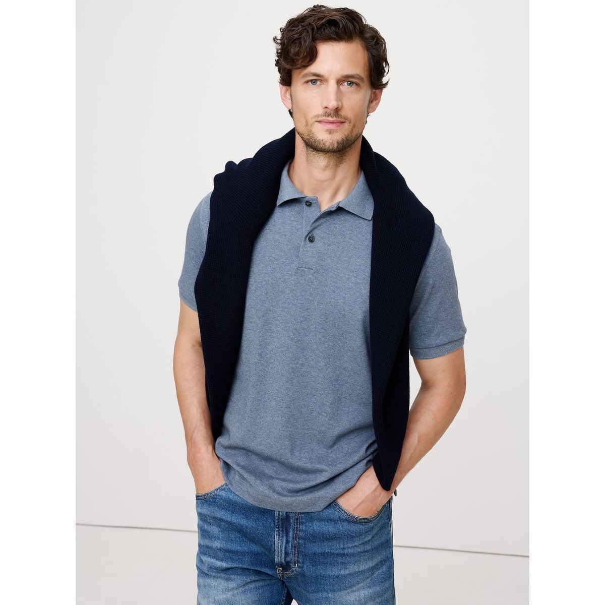 BANANA REPUBLIC - Polera Hombre Banana Republic Luxury Touch Azul