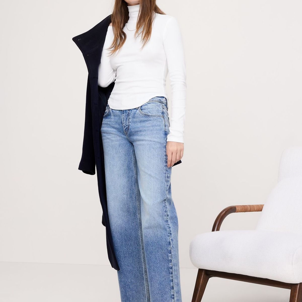 BANANA REPUBLIC - Polera Mujer Banana Republic Ribbed Turtleneck Blanco