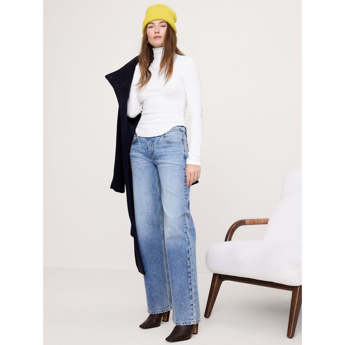 BANANA REPUBLIC - Polera Mujer Banana Republic Ribbed Turtleneck Blanco