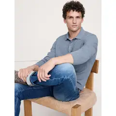 BANANA REPUBLIC - Polera Hombre Lux-Touch Manga Larga Polo Azul