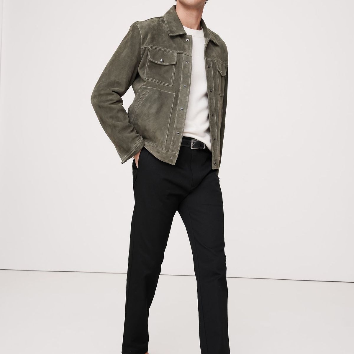 BANANA REPUBLIC - Pantalón Hombre Slim Italian Stretch Chino Negro