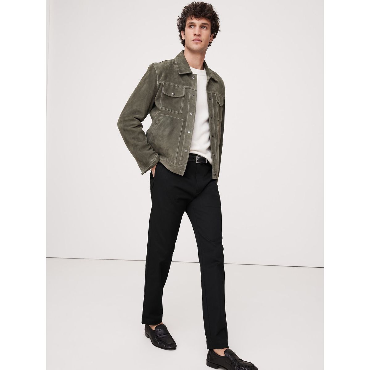 BANANA REPUBLIC - Pantalón Hombre Slim Italian Stretch Chino Negro