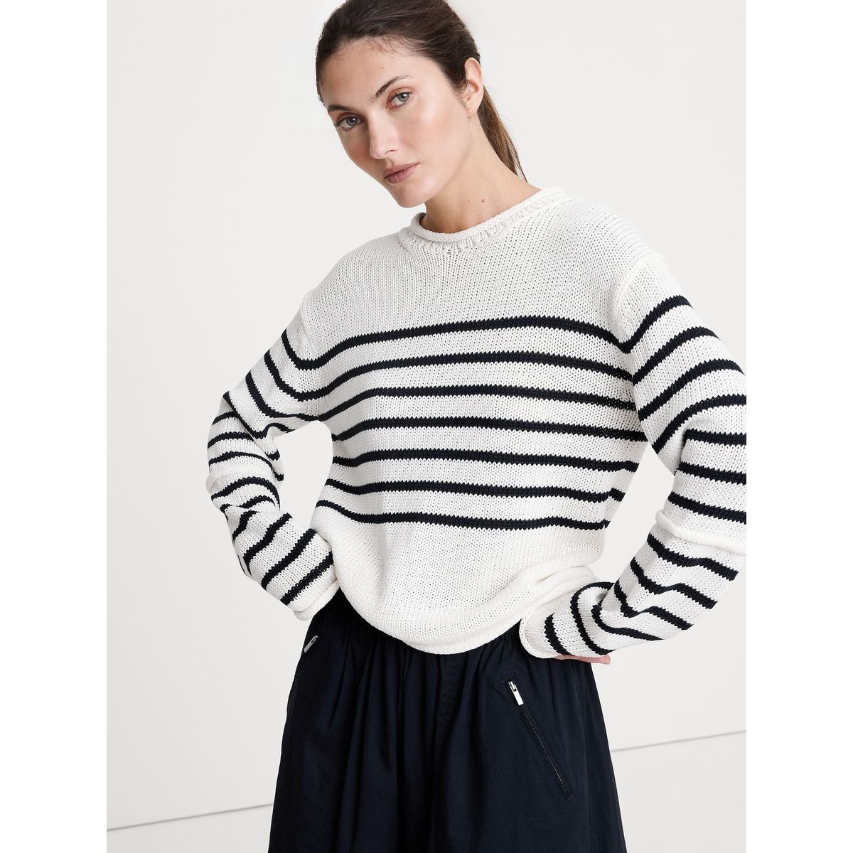 BANANA REPUBLIC - Sweater Mujer Algodón Roll Neck Azul