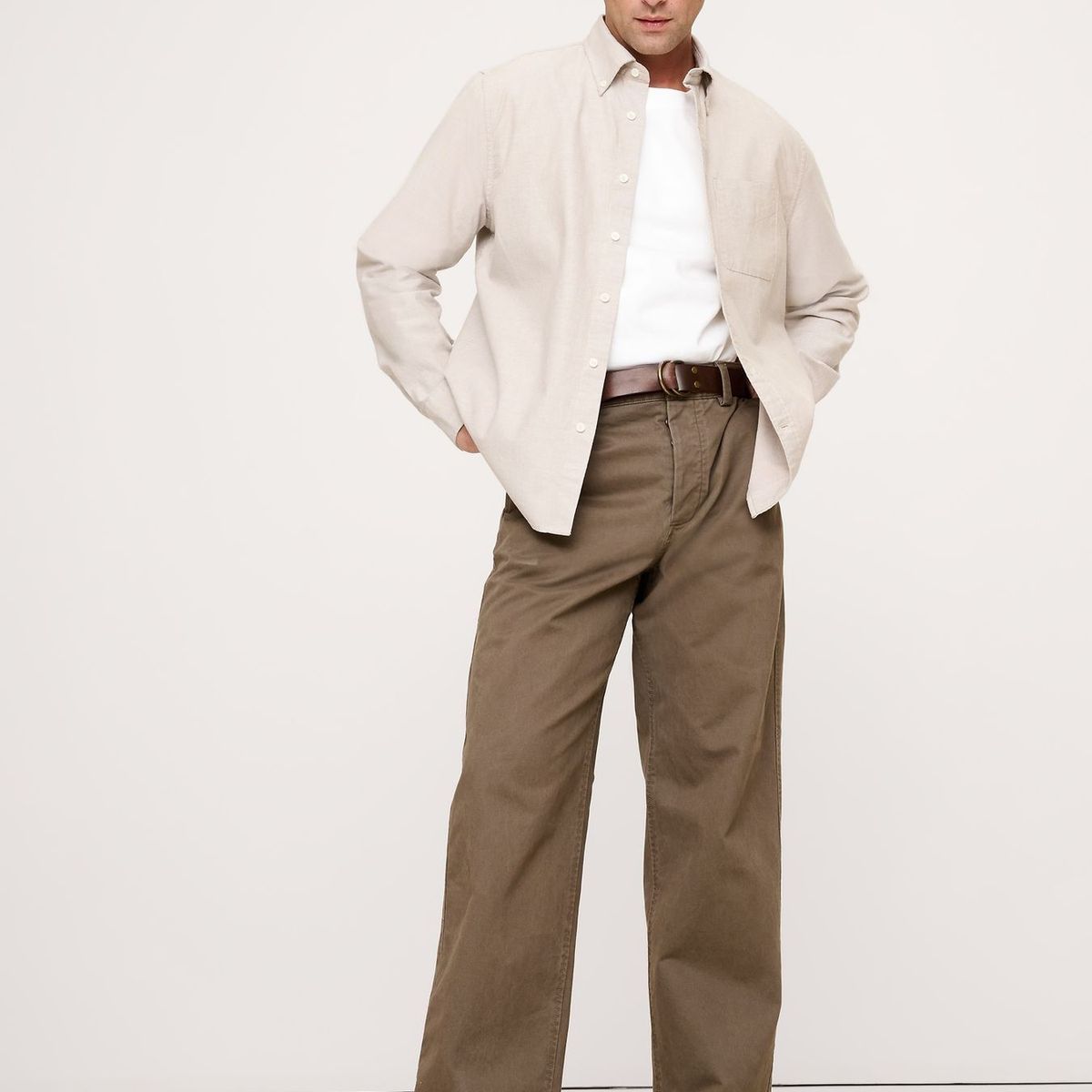BANANA REPUBLIC - Camisa Hombre Banana Republic Untucked Oxford Blanco
