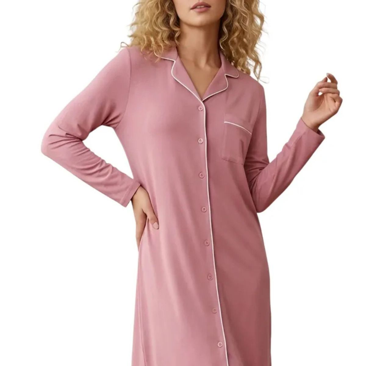 LOOK SHOP - Camisa De Dormir Mujer Elegante Ribetes. Calidad Premium 5316