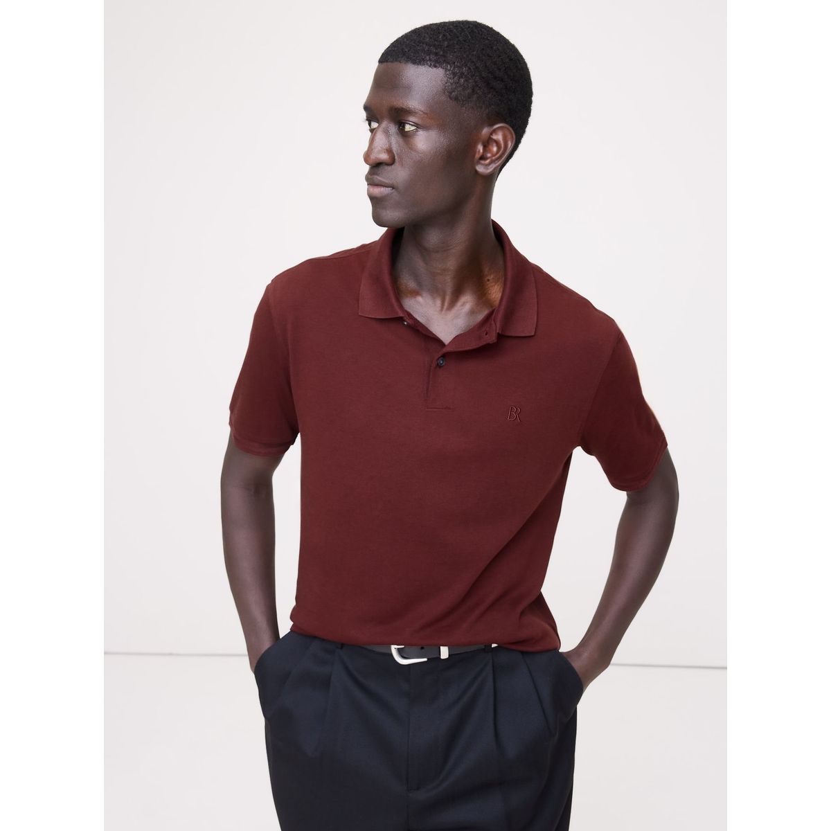 BANANA REPUBLIC - Polera Hombre Luxury Touch Rojo