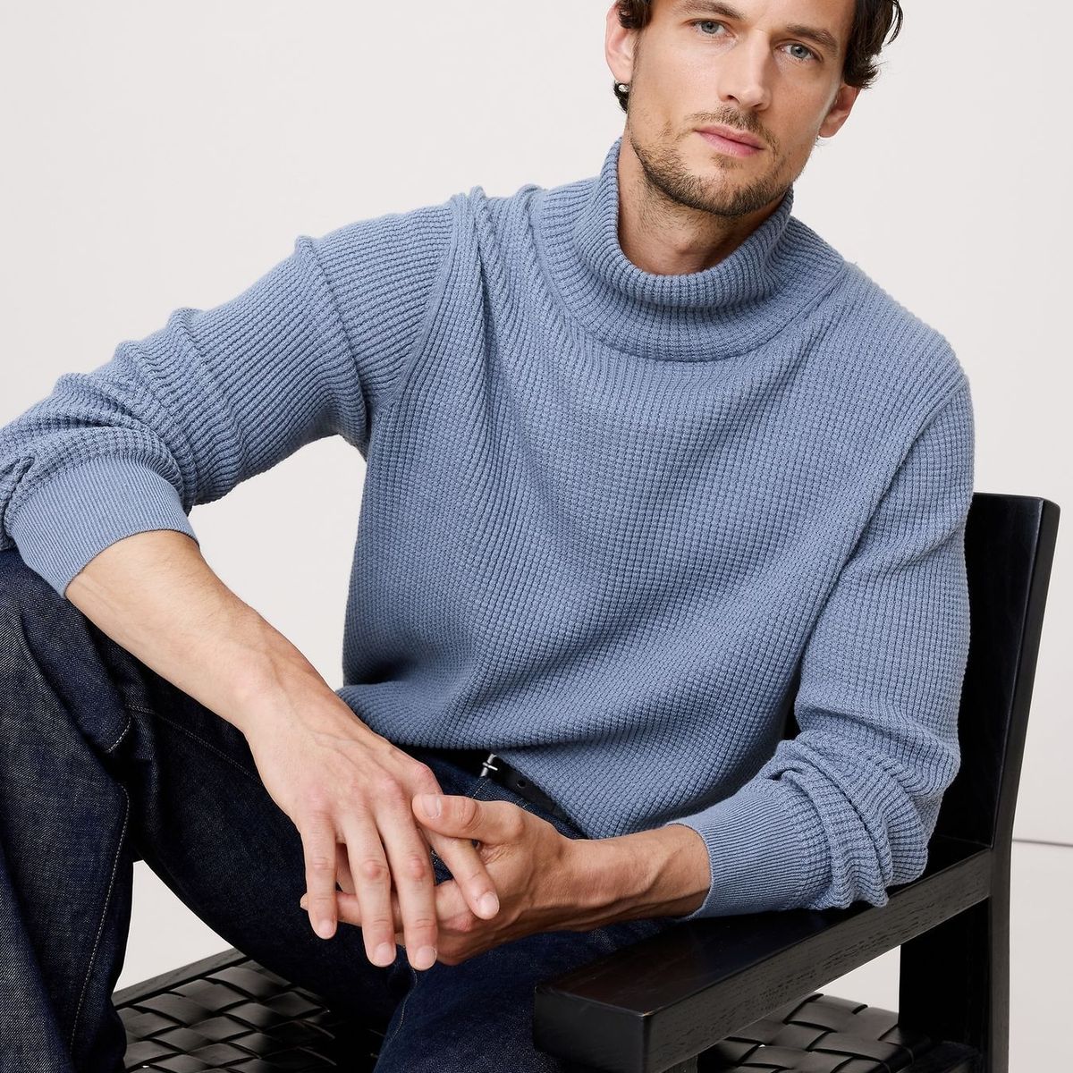 BANANA REPUBLIC - Sweater Hombre Banana Republic Algodón Thermal Turtleneck Gris