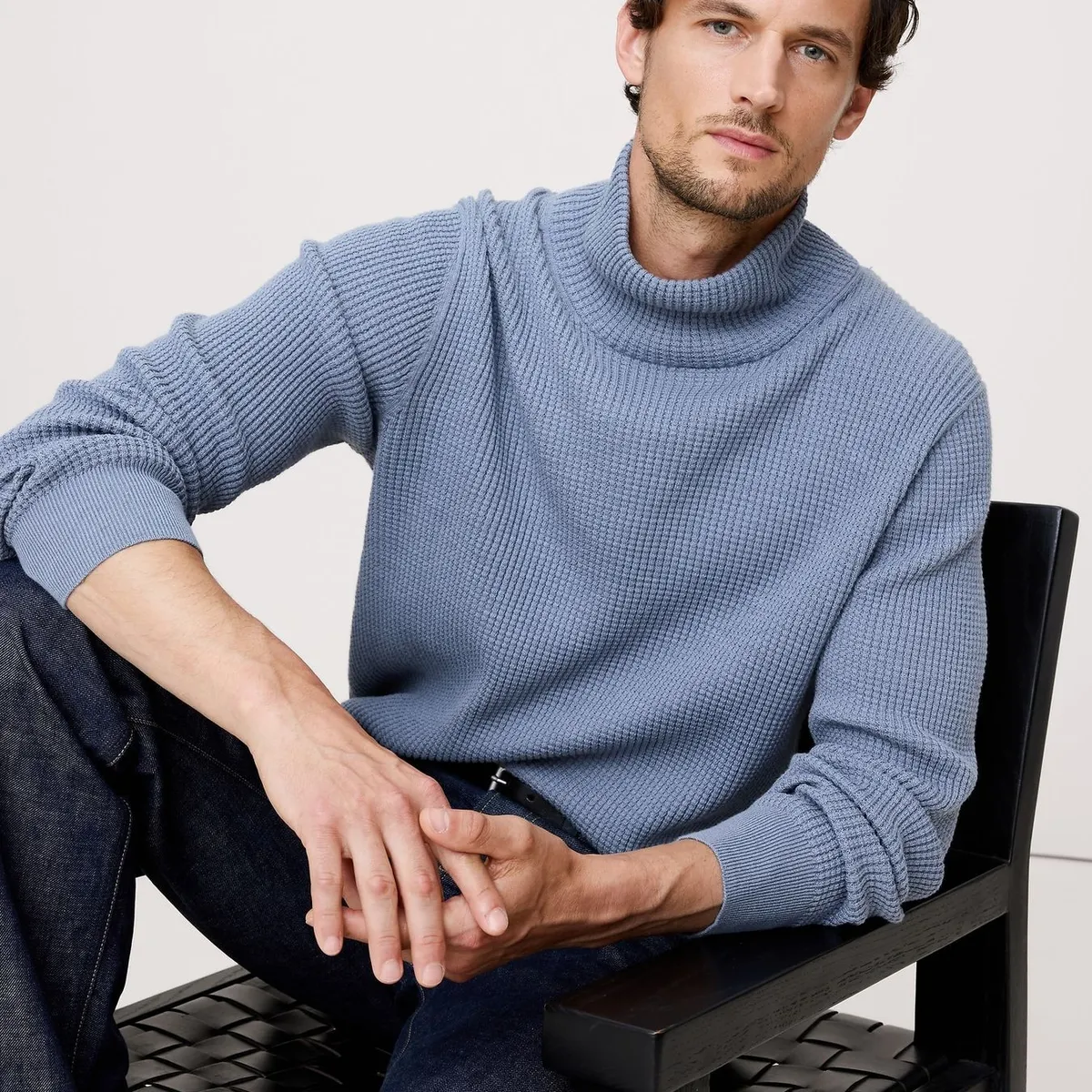 BANANA REPUBLIC - Sweater Hombre Banana Republic Algodón Thermal Turtleneck Gris