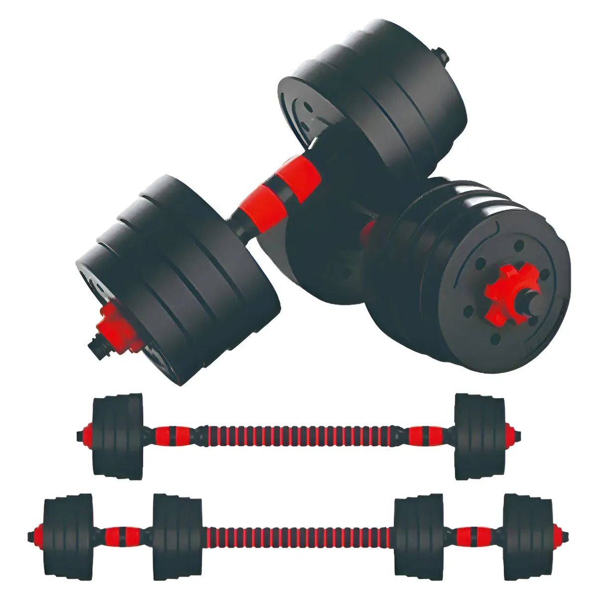 GENERICO - Set Mancuernas Y Barra Unibles Fitness Pesas Ajustables 20kg