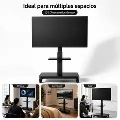 DOPA - Soporte Tv Con Ruedas Ajustable Altura Universal 26 A 75 Negro