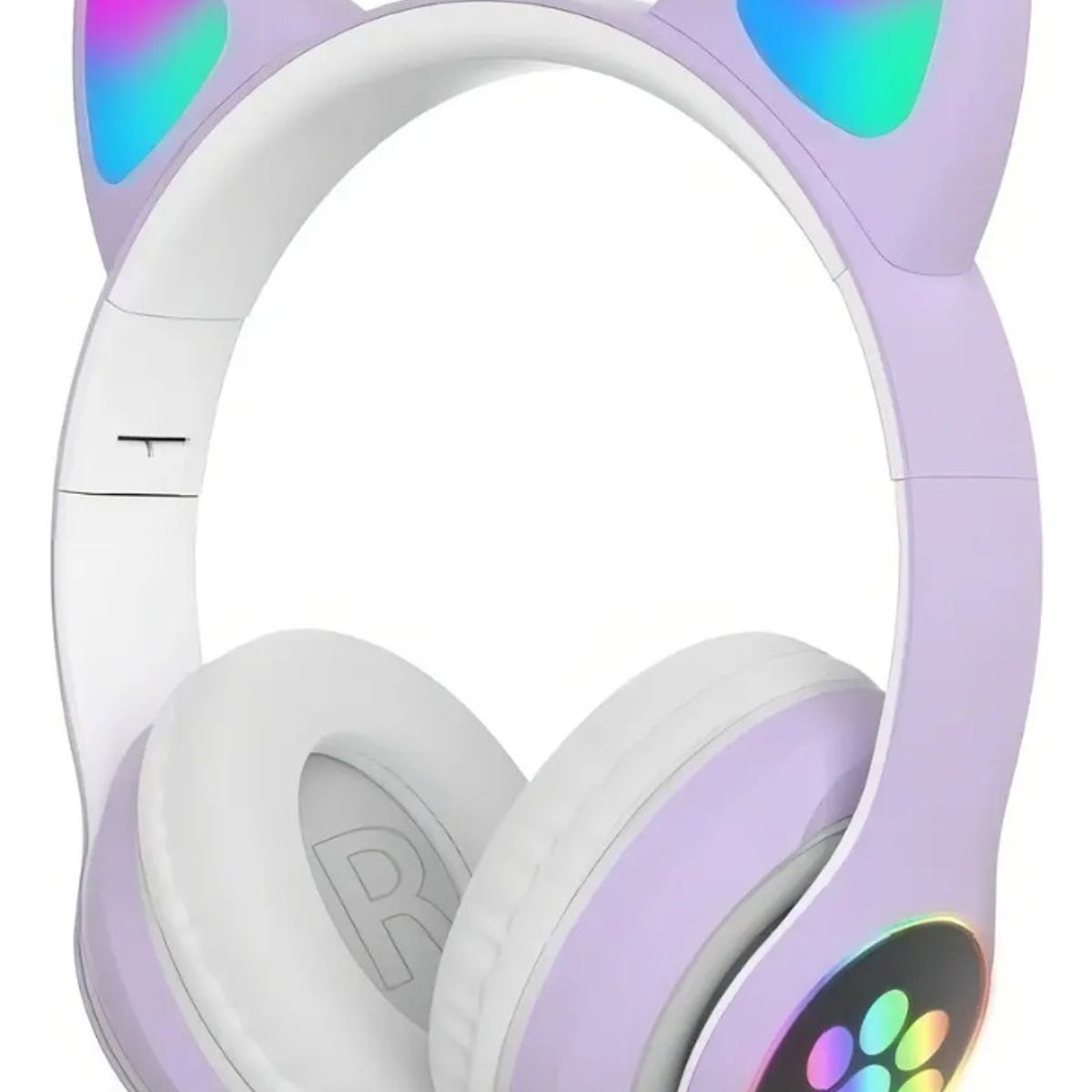GENERICO - Audífonos Orejas de Gato Luces Led, Bluetooth y Micrófono Color Lila Pastel