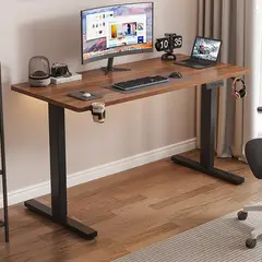 TIENDA EL GARAGE - Escritorio Eléctrico Regulable 140x60 Walnut 68-115 cm Motor Silencioso Home Office