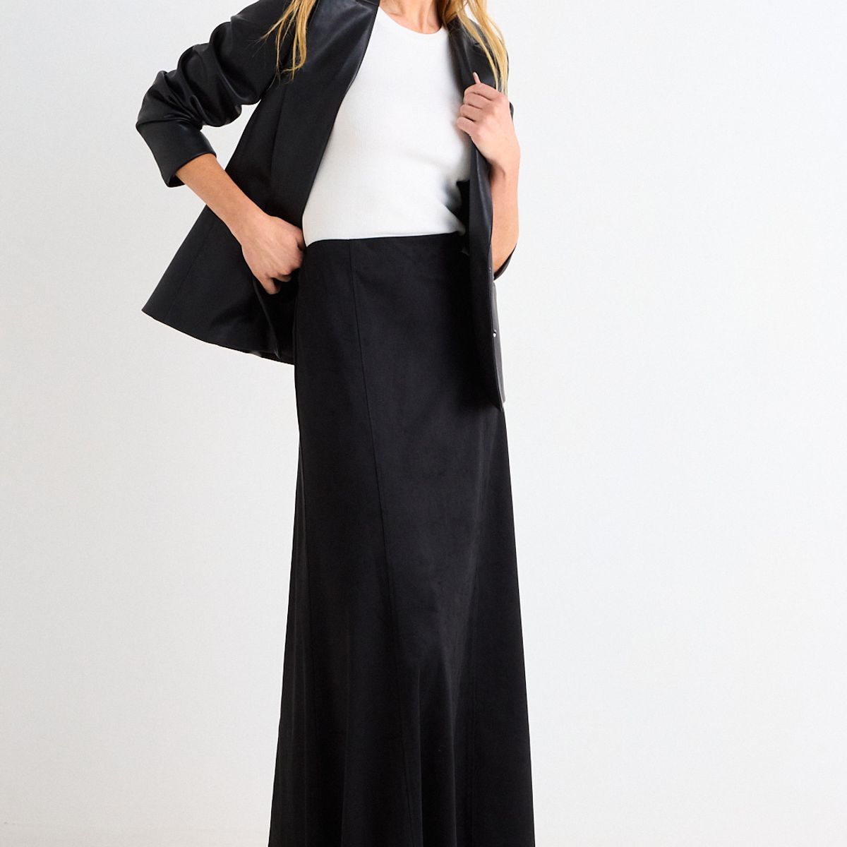 ASH - Falda Lisa Mujer Negro Ash