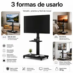 DOPA - Soporte Tv Con Ruedas Ajustable Altura Universal 26 A 75 Negro