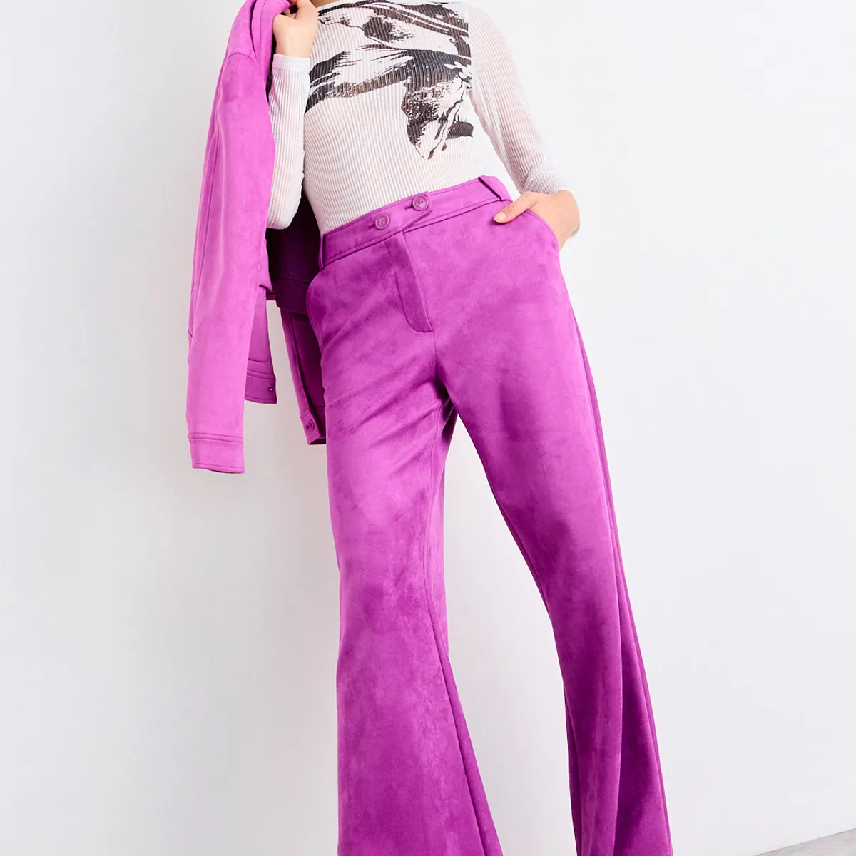 IO - Pantalon Liso Mujer Fucsia Io