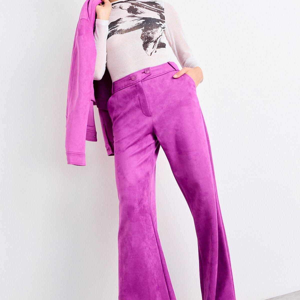 IO - Pantalon Liso Mujer Fucsia Io