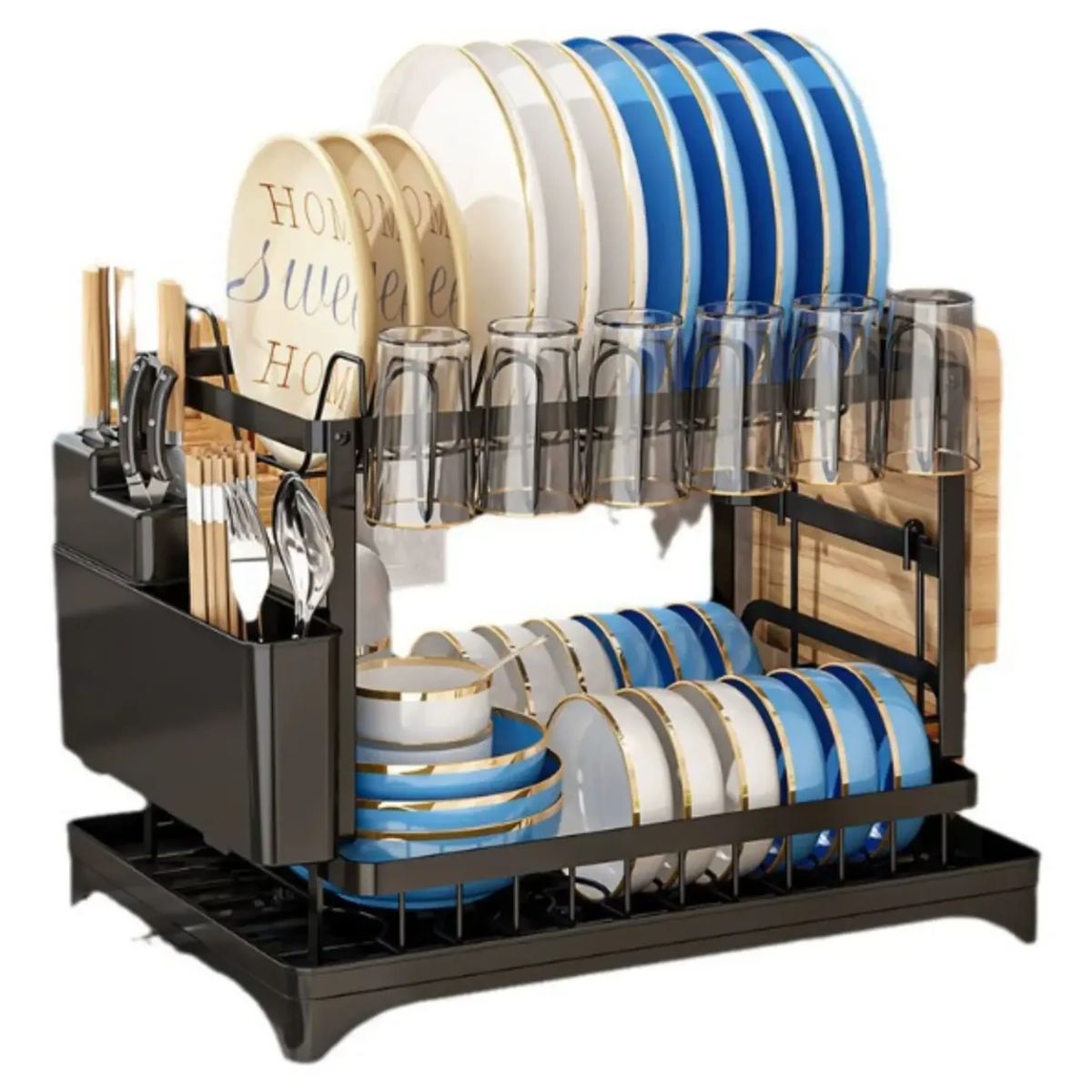 GENERICO - Secador Escurridor De Loza Platos Inoxidable 2 Niveles
