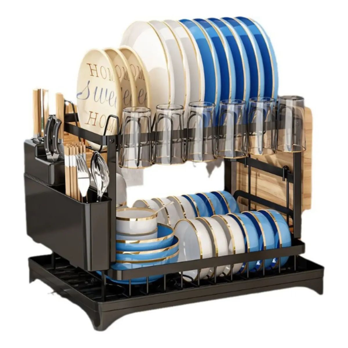 GENERICO - Secador Escurridor De Loza Platos Inoxidable 2 Niveles