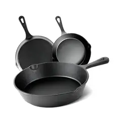 GENERICO - Sartenes De Hierro Fundido Juego De Sartenes 3 Piezas Cukin Color Negro