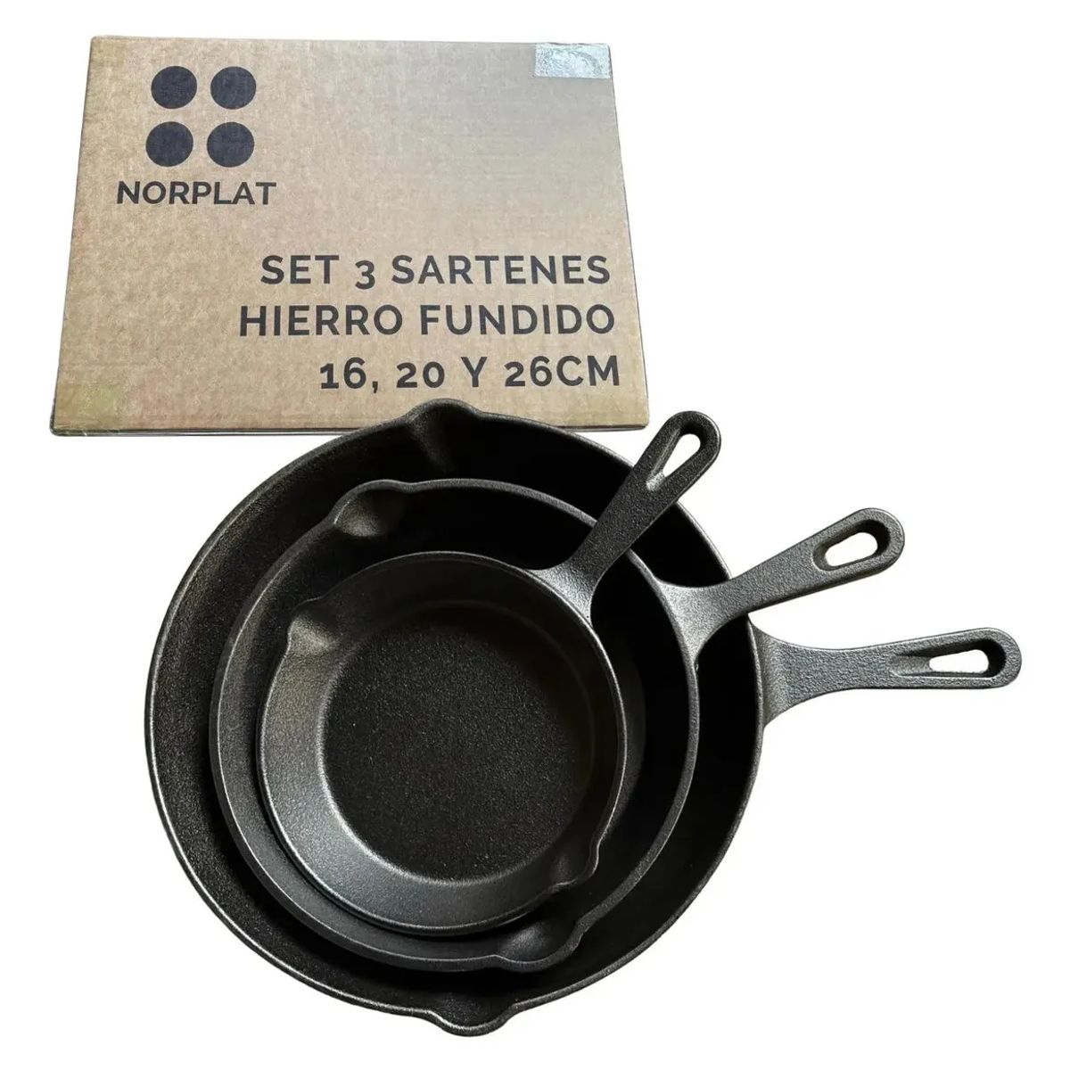 GENERICO - Sartenes De Hierro Fundido Juego De Sartenes 3 Piezas Cukin Color Negro
