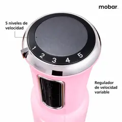 THORBEN - Minipimer Batidora Inmersion Retro Style Hand Mixer Rosa 450w + Vaso