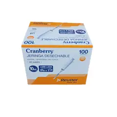 CRANBERRY - Jeringa 10mL con aguja 21G x 1 12 luer lock caja 100 unidades