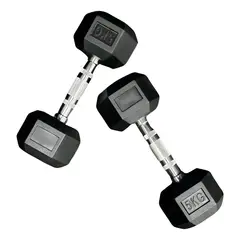 GENERICO - Mancuernas Hexagonal Par De 5 Kg, Color Negro Mundo Pesas BELUG