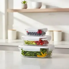 GENERICO - Tapers Vidrio Hermeticos Antiderrames Libre Bpa Cocina Set 3