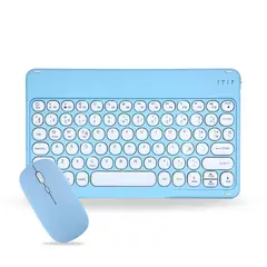 GENERICO - Pack Teclado Bluetooth 2.0 + Mouse Inalámbrico Celeste
