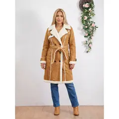 LIKE SHOP - Abrigo Largo Chaqueta Mujer Tipo Gamuza Interior Chiporro Z836
