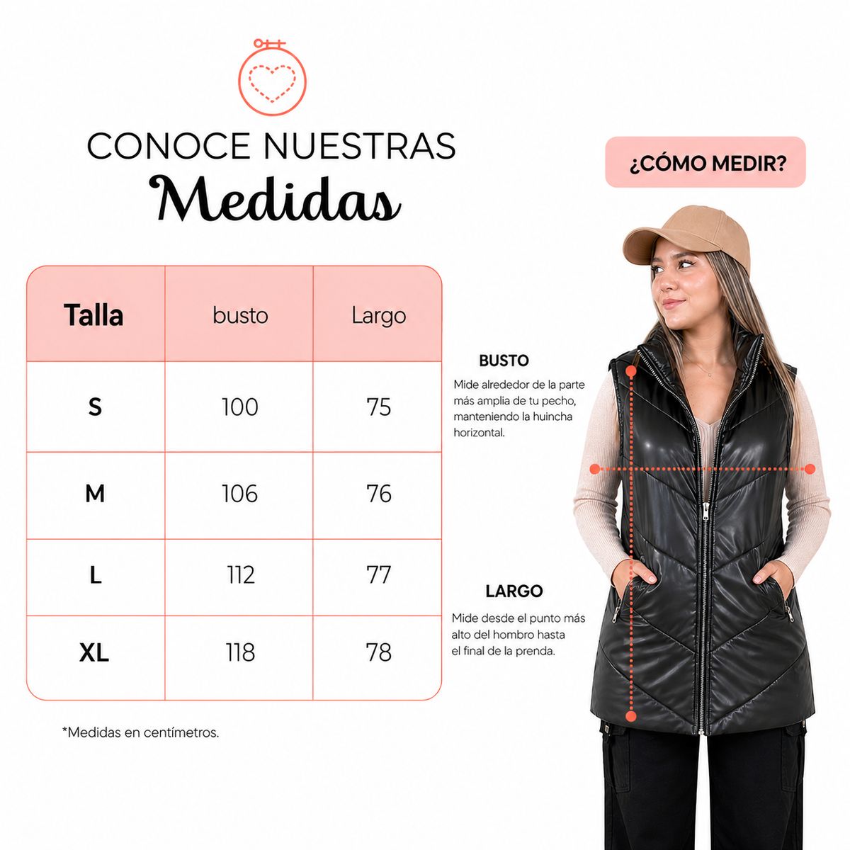 DOBLE V - Chaqueta Sin Mangas Puffer Larga Ecocuero Premium