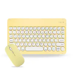 GENERICO - Pack Teclado Bluetooth 2.0 + Mouse Inalámbrico Amarillo