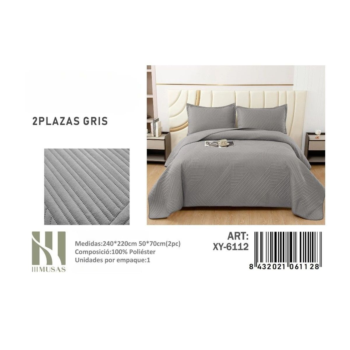 GENERICO - Cubrecama Quilt De Verano Con Diseño De Lineas 2 Plazas