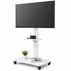 DOPA - Soporte Tv Con Ruedas Ajustable Altura Universal 26 A 75 Blanco